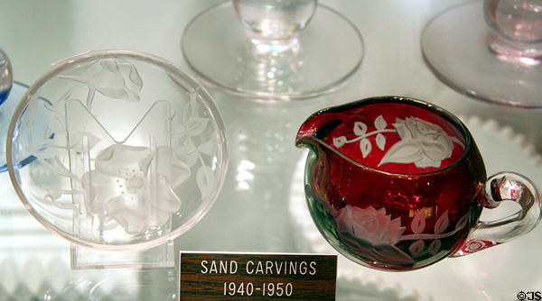 Sand carved glass (1940-50) at Tiffin Glass Museum. Tiffin, OH.
