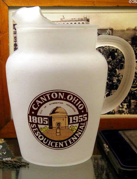 Canton OH Sesquicentennial (1805-1955) Jug at Canton Classic Car Museum. Canton, OH.