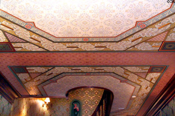 Front hall ceiling at Ida Saxton McKinley Historic House. Canton, OH.