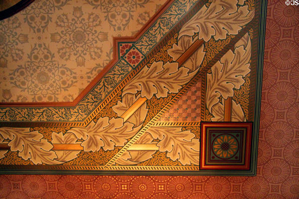Detail of front hall ceiling at Ida Saxton McKinley Historic House. Canton, OH.