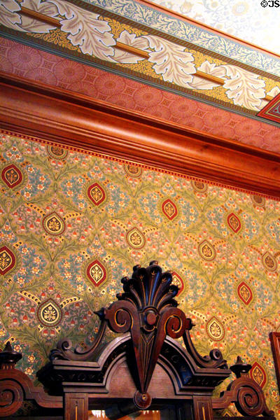 Detail of front hall molding at Ida Saxton McKinley Historic House. Canton, OH.