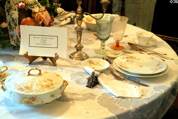 Theodore Havilland china from Limoges France in dining room at Ida Saxton McKinley Historic House. Canton, OH.