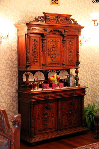 Side cabinet in dining room at Ida Saxton McKinley Historic House. Canton, OH.