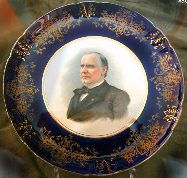 William McKinley campaign souvenir plate (1896) by Knowles, Taylor & Knowles China, East Liverpool, OH at Ida Saxton McKinley Historic House. Canton, OH.