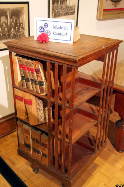 Replica of revolving bookcase (c1890s) made in Canton at William McKinley Presidential Museum & Library. Canton, OH.