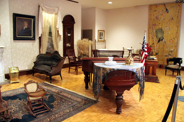 Replica of White House room furnished with objects belonging to McKinley at William McKinley Presidential Museum & Library. Canton, OH.