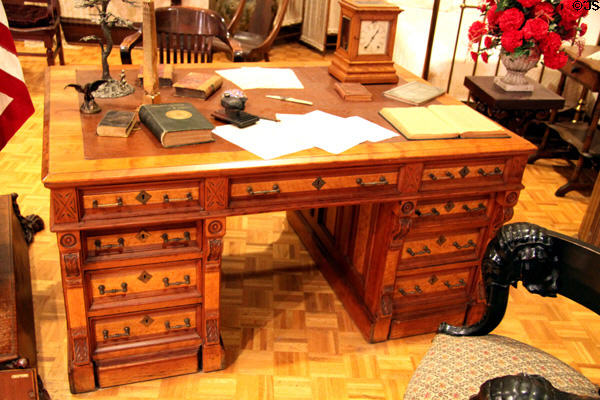 Partner's desk used at White House by President McKinley at William McKinley Presidential Museum & Library. Canton, OH.