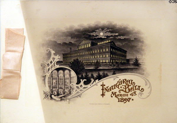 Inaugural Ball of March 1897 commemorative card at William McKinley Presidential Museum & Library. Canton, OH.
