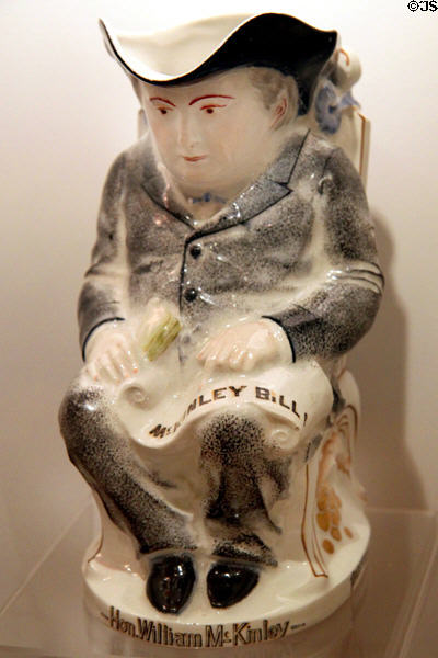 Toby jug labeled the Hon. William McKinley at William McKinley Presidential Museum & Library. Canton, OH.