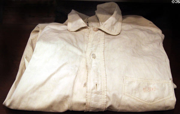 Nightshirt believed to have been worn by President McKinley while trying to recover from his gunshot wounds at William McKinley Presidential Museum & Library. Canton, OH.