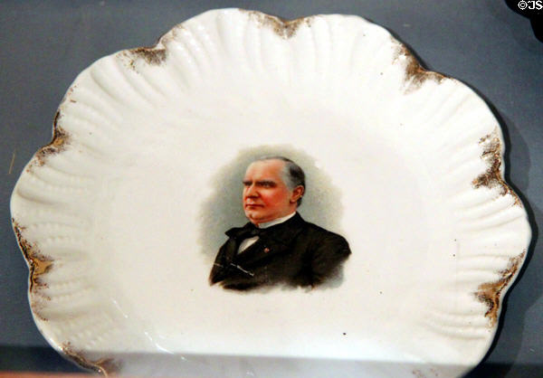 Commemorative plate with a portrait of President McKinley at William McKinley Presidential Museum & Library. Canton, OH.
