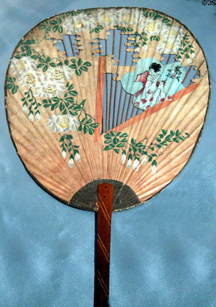 Mrs. McKinley's hand painted palm shaped Japanese fan at William McKinley Presidential Museum & Library. Canton, OH.