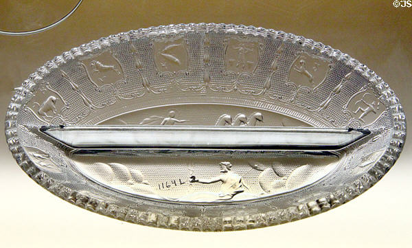 Zodiac relish dish at National Heisey Glass Museum. Newark, OH.