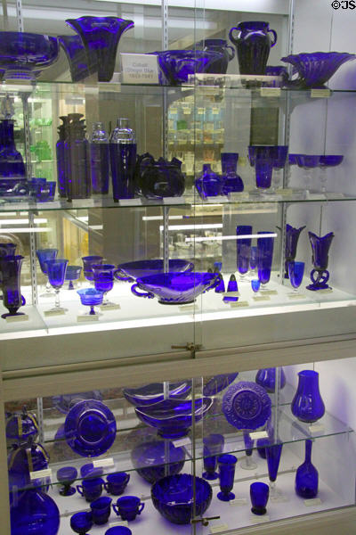 Cobalt (Stiegel Blue) glass (1933-41) at National Heisey Glass Museum. Newark, OH.