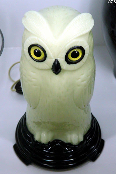 Glass owl lamp (1920s) at National Museum of Cambridge Glass. Cambridge, OH.