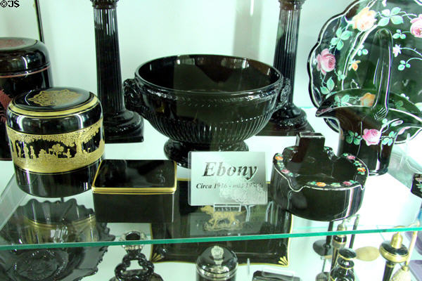Ebony glass (1916-50s) at National Museum of Cambridge Glass. Cambridge, OH.