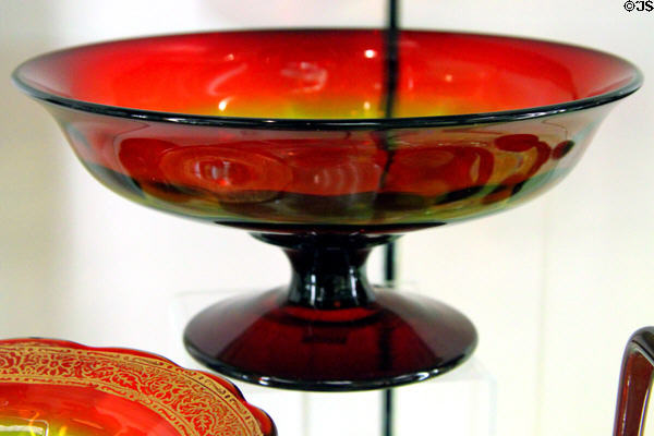 Rubina footed glass bowl (c1925-late 20s) at National Museum of Cambridge Glass. Cambridge, OH.