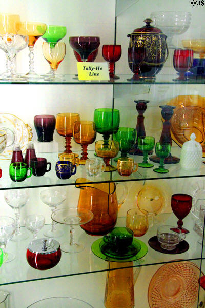 Tally-Ho line of Cambridge glass at National Museum of Cambridge Glass. Cambridge, OH.