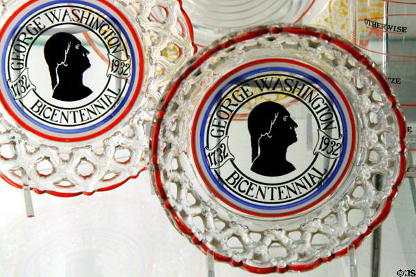 George Washington bicentennial plates (1932) at National Museum of Cambridge Glass. Cambridge, OH.