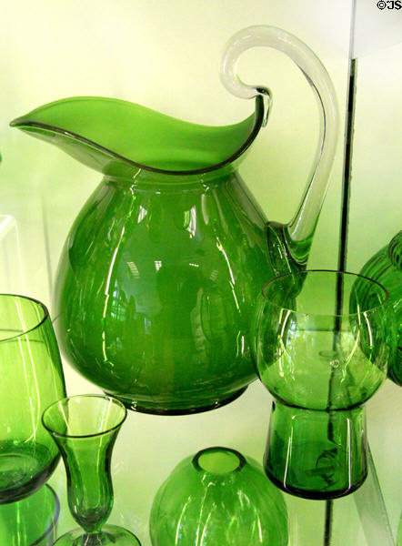 Forest green glassware (1931) at National Museum of Cambridge Glass. Cambridge, OH.