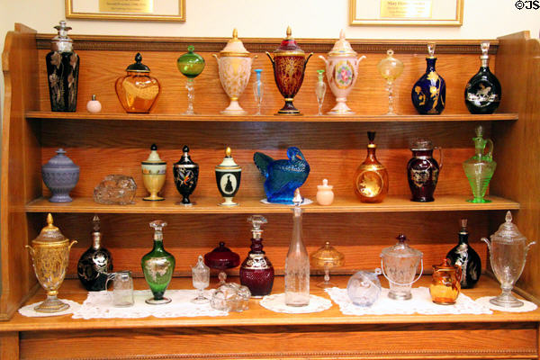 Recreated Cambridge Glass Co. Sample Room at National Museum of Cambridge Glass. Cambridge, OH.