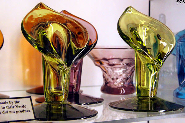Imperial glass lily-shaped glass not by Cambridge at National Museum of Cambridge Glass. Cambridge, OH.