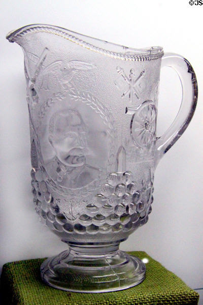 Admiral Dewey Pitcher (c1898) by Beatty-Brady Glass Co. of Dunkirk, IN at Degenhart Paperweight & Glass Museum. Cambridge, OH.