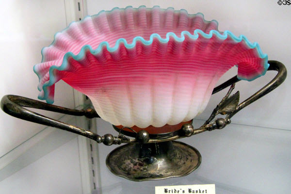 Bride's basket in glass & silver at Degenhart Paperweight & Glass Museum. Cambridge, OH.