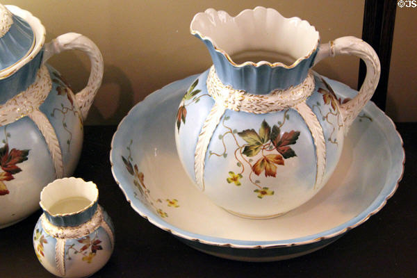 Toilet ware set (late 19thC) by Knowles, Taylor & Knowles, Co. of East Liverpool at Museum of Ceramics. East Liverpool, OH.