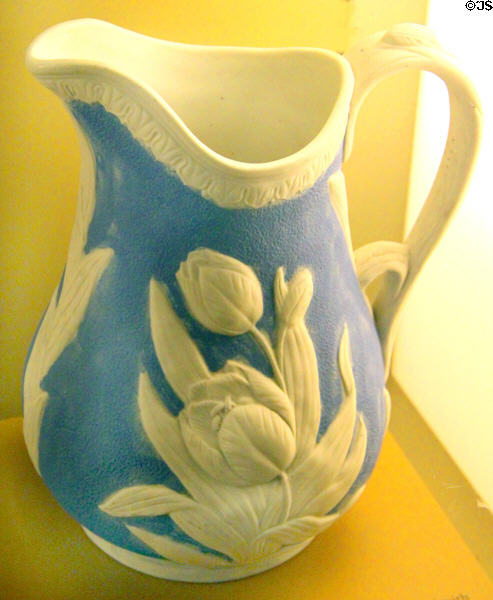 Parian pitcher (c1861) by William Bloor at Museum of Ceramics. East Liverpool, OH.