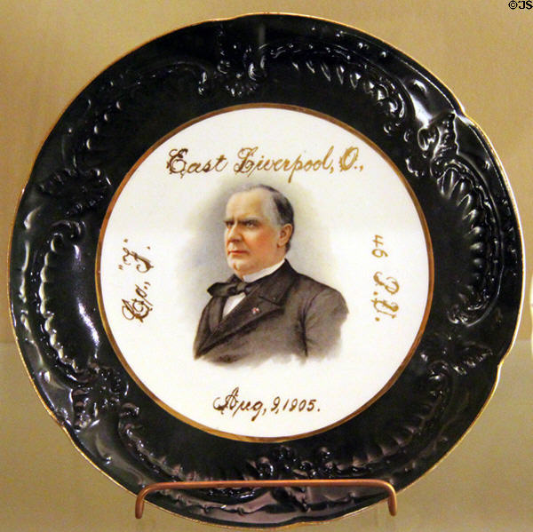 William McKinley plate marking visit (Aug. 9, 1905) by East Liverpool Pottery Co. at Museum of Ceramics. East Liverpool, OH.