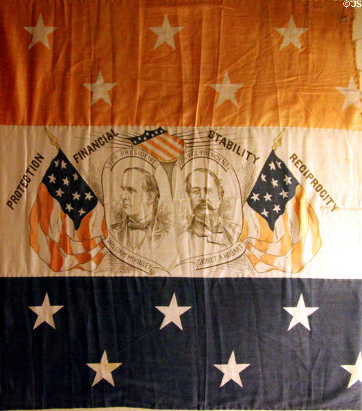 William McKinley & Garret A. Hobart campaign flag (1896) at Museum of Ceramics. East Liverpool, OH.