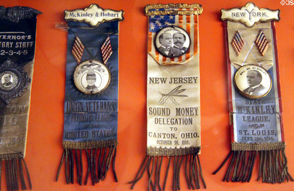 William McKinley & Garret A. Hobart campaign ribbons (1896) at Museum of Ceramics. East Liverpool, OH.