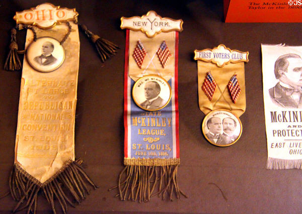 William McKinley & Garret A. Hobart campaign ribbons (1896) at Museum of Ceramics. East Liverpool, OH.