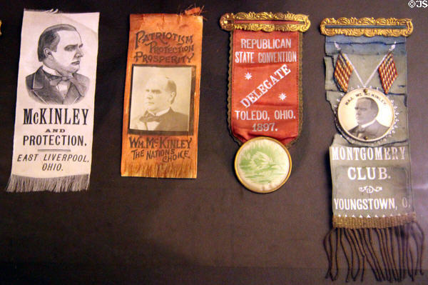 William McKinley campaign ribbons (1896) at Museum of Ceramics. East Liverpool, OH.