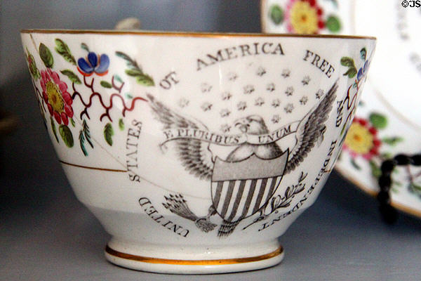 Cup with American eagle under 20 stars (c1817) at Mathews House Museum. Zanesville, OH.