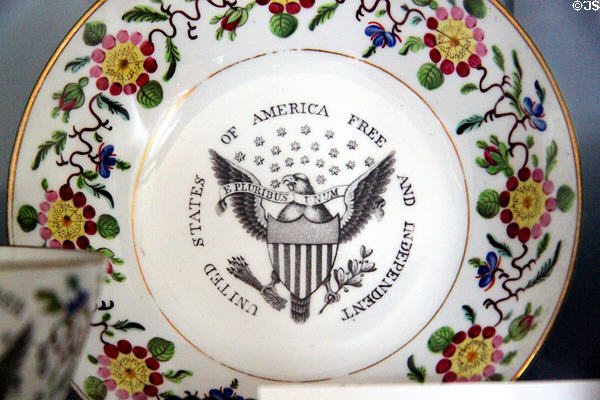 Saucer with American eagle under 20 stars (c1817) at Mathews House Museum. Zanesville, OH.