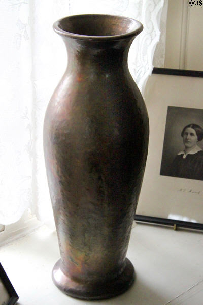 Bronze Ware vase (1918-35) by S.A. Weller Pottery Co. at Mathews House Museum. Zanesville, OH.