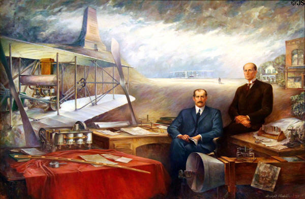 Wright brothers' portrait (1959) by Dwight Mutchler at Ohio State Capitol. Columbus, OH.