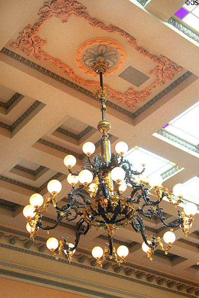 Chandelier in Senate chamber at Ohio State Capitol. Columbus, OH.