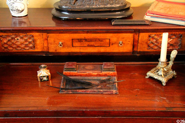 Writing desk marked John Broadwood & Sons, London in library at Kelton House Museum. Columbus, OH.