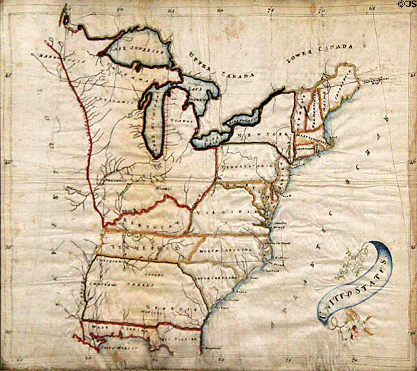 Map of United States (c1798-1803) at Kelton House Museum. Columbus, OH.