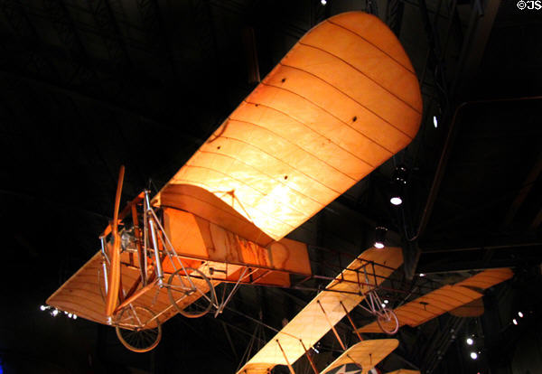 Louis Bleriot monoplane (1909) replica of France was first plane across English Channel at National Museum of USAF. Dayton, OH.