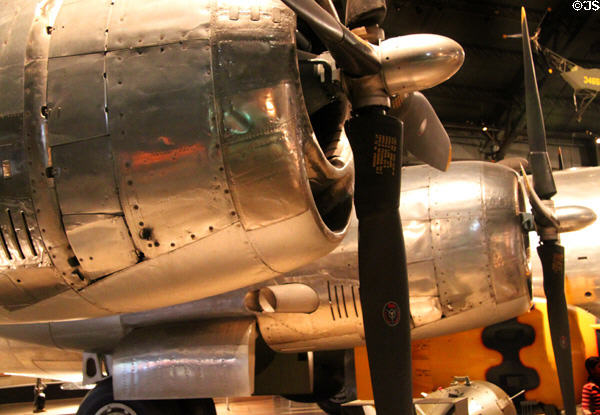 Engines of Boeing B-29 Superfortress (1942) bomber at National Museum of USAF. Dayton, OH.