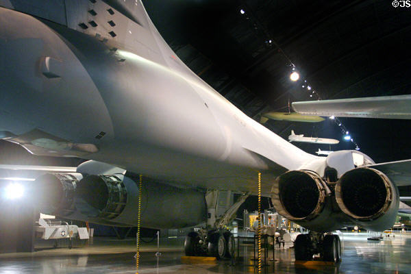 Engines of Boeing B-1B Lancer (1981) bomber at National Museum of USAF. Dayton, OH.