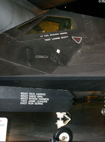 Cockpit section of Lockheed F-117A (1981-90) stealth fighter at National Museum of USAF. Dayton, OH.