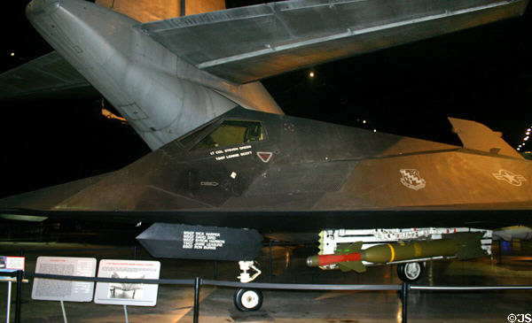 Nose of Lockheed F-117A (1981-90) stealth fighter at National Museum of USAF. Dayton, OH.