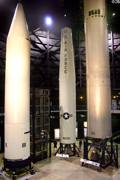 Jupiter (1960-3), Thor (1957) & Titan II (1963-87) ballistic missiles at National Museum of USAF. Dayton, OH.