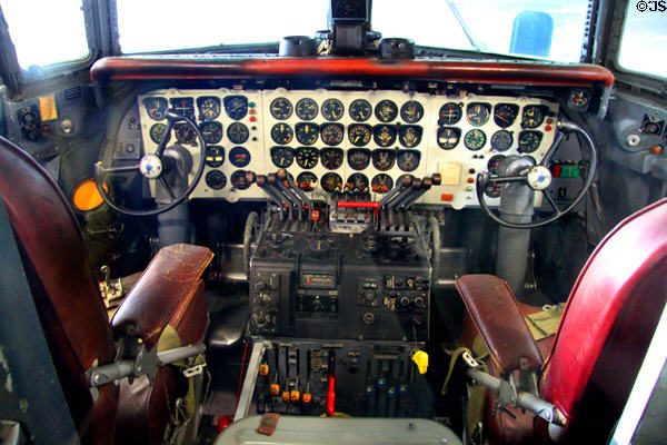 Cockpit of Douglas VC-118 Independence (1947) Presidential plane of Harry Truman at National Museum of USAF. Dayton, OH.