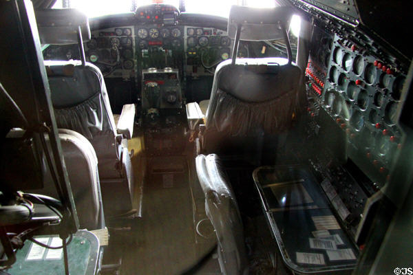 Cockpit of Lockheed VC-121E Columbine III (1954-61) Presidential plane of Dwight Eisenhower at National Museum of USAF. Dayton, OH.
